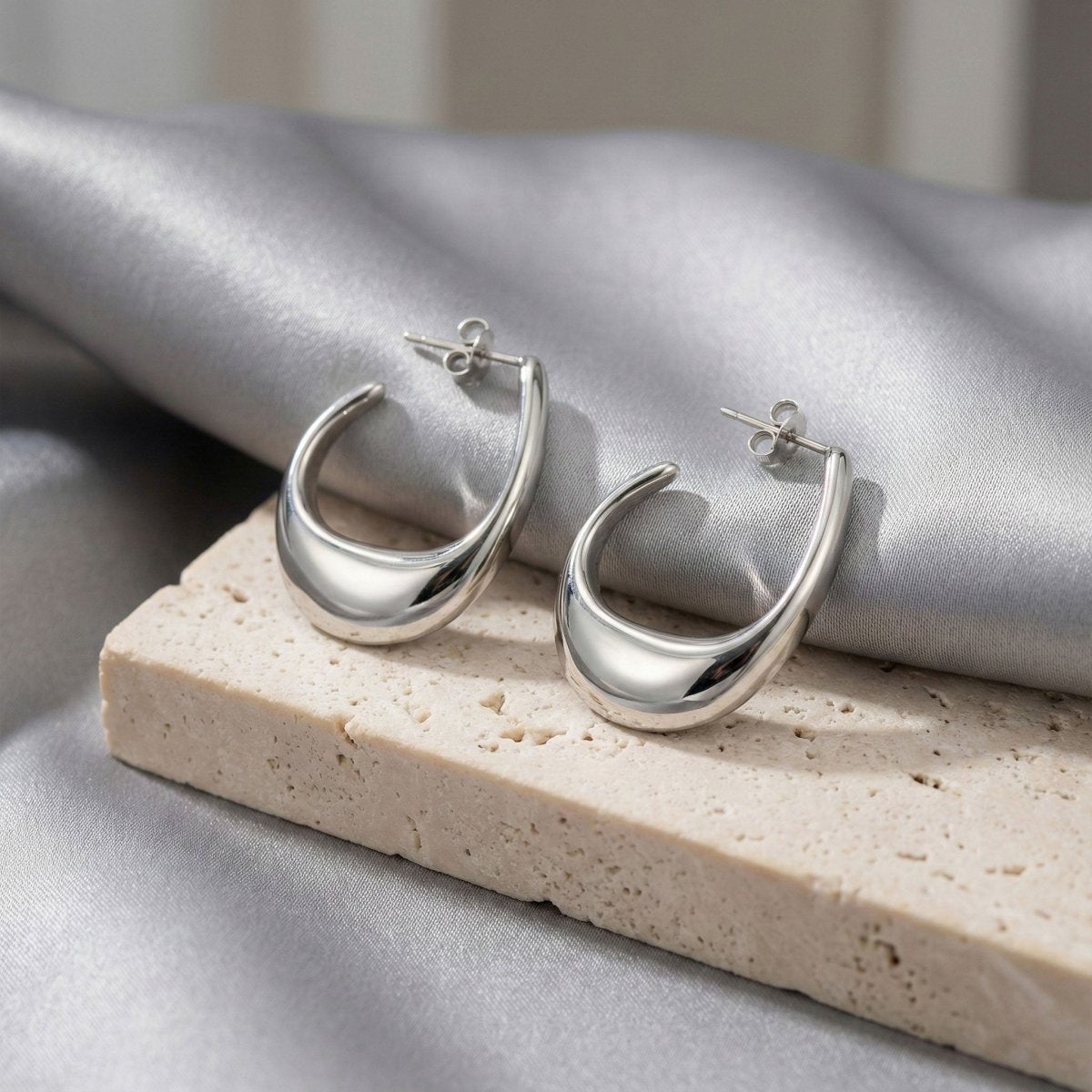 Ohrhänger Ohrringe Ohrstecker - Statement - Ohrstecker aus Edelstahl - Silber - O366 - Beau Soleil Jewelry