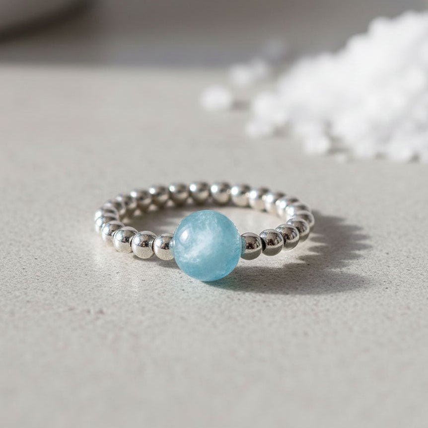 925 Silber Schmuck - Sterling Silber Ring mit Aquamarin (6mm) - 52 - 53(S) - R140Aquam6mm--52-53 - Beau Soleil Jewelry