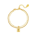 Armbänder - 2-reihiges Armband mit Schloss Anhänger - Gold - AE-1015-gold - Beau Soleil Jewelry