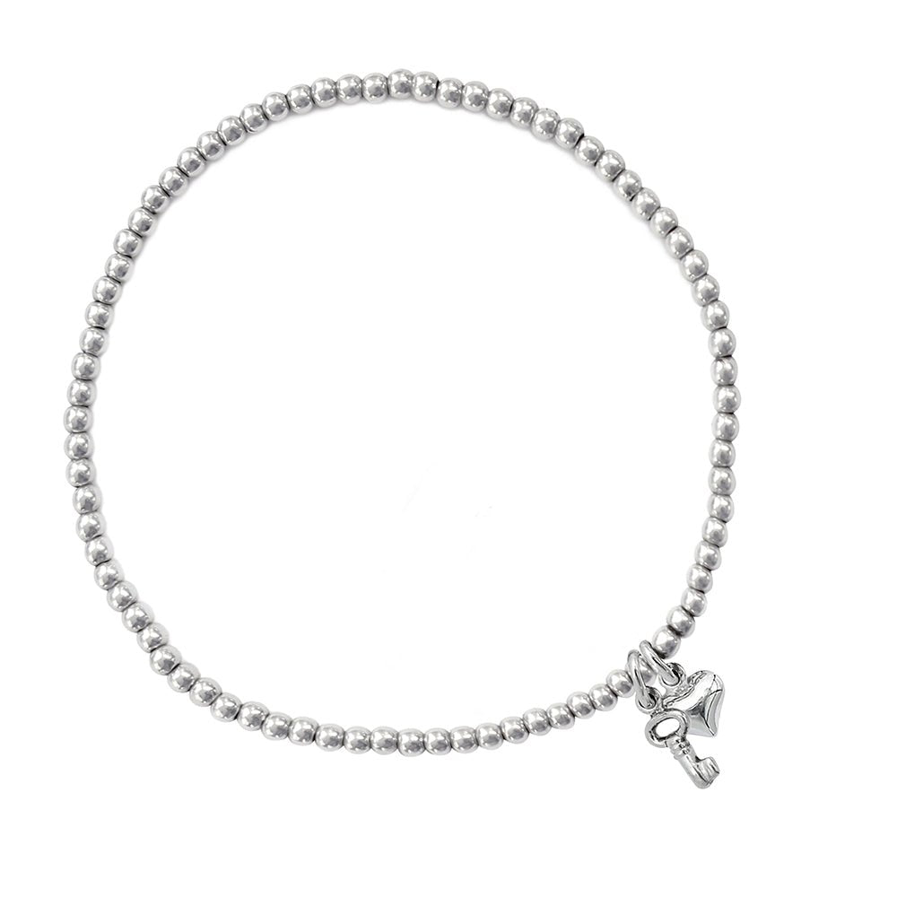 925 Silber Schmuck - 925 Silber Armband Herz & Schlüssel - 17 - 898A-heart&key-17 - Beau Soleil Jewelry