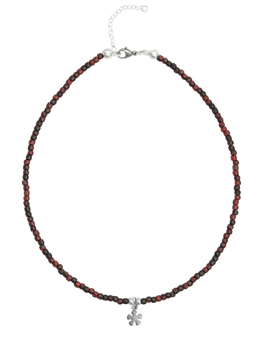 Ketten - 925 Silber Kette Blume - Granatrot - K-501-blume-Granatrot - Beau Soleil Jewelry