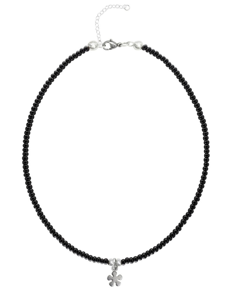 Ketten - 925 Silber Kette Blume - Schwarz - K-501-blume-schwarz - Beau Soleil Jewelry