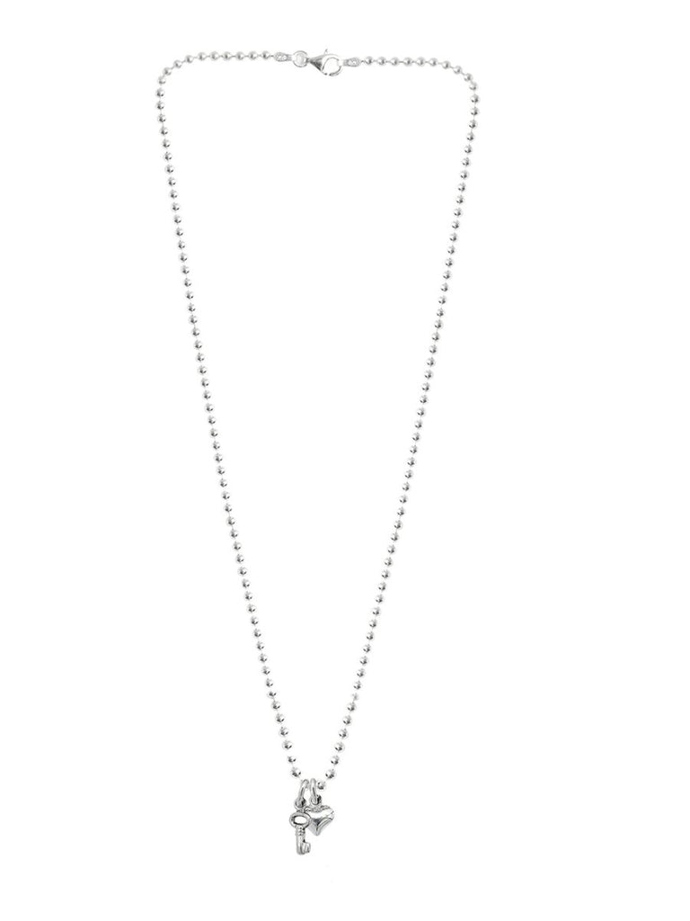 Ketten - 925 Silber Kugelkette mit Herz & Schlüssel Anhänger - 42cm - Beau Soleil Jewelry