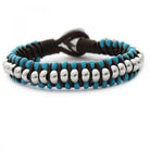 Beau Soleil Schmuck Kollektion - Lederarmband Vintage Style Türkis - Braun - 921Ablue - Beau Soleil Jewelry