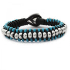 Beau Soleil Schmuck Kollektion - Lederarmband Vintage Style Türkis - Braun - 921Ablue - Beau Soleil Jewelry