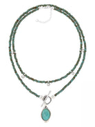 Halskette Damen  Collier Kette Set Türkis Anhänger - Silber - K-1010-tuerkis-set - Halsketten Damen - Beau Soleil Jewelry