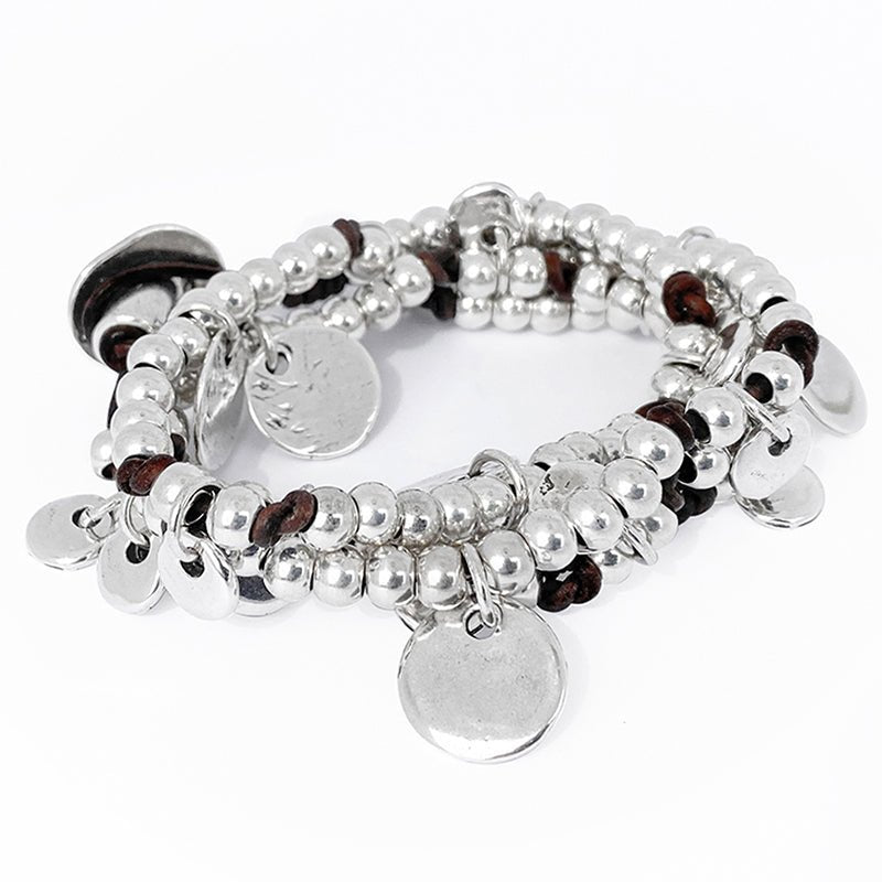 Armbänder - Wickelarmband mit Coins A902 - Braun - 902A-18-Braun - Beau Soleil Jewelry