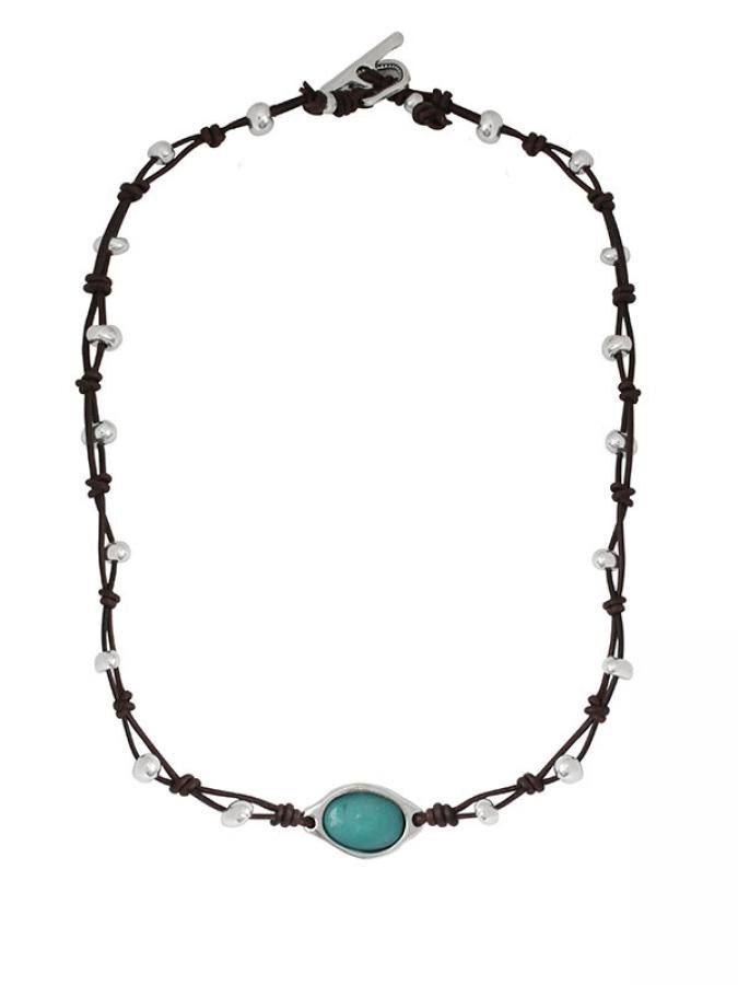 Armbänder - Leder Wickelarmband Amazonit A1002 - Braun - A1002-blue-18-Braun - Beau Soleil Jewelry