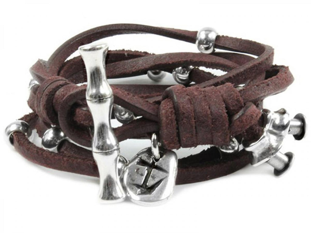 Armbänder - Leder Wickelarmband Rusty A892 - Braun - A892-18-Braun - Beau Soleil Jewelry