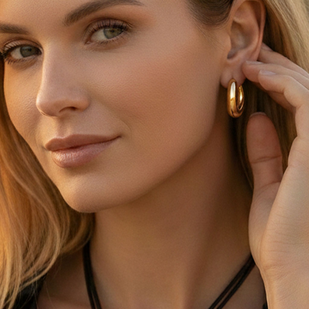 Leder Ohrhänger Ohrringe - Creolen Ohrstecker Edelstahl - Gold - o.creo263-gold - Beau Soleil Jewelry