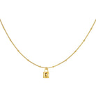 Ketten - Damen Edelstahlhalskette mit Schloss Anhänger - Gold - ke-1015-gold - Beau Soleil Jewelry