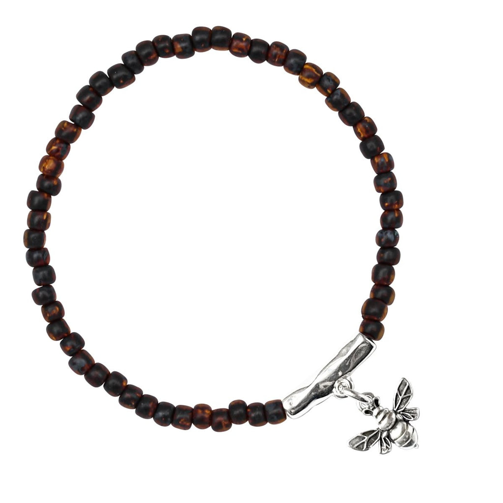 Armbänder - Glasperlen Armband Insect Biene - Silber - a915-biene-17-silber - Beau Soleil Jewelry