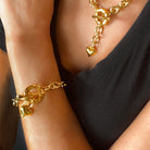 Armbänder - Glieder-Armband mit Herzanhänger - Gold - a306-18-gold - Beau Soleil Jewelry