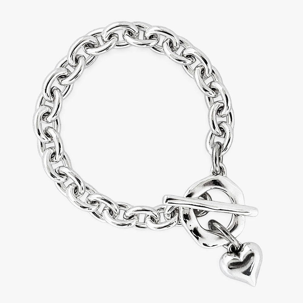 Armbänder - Glieder-Armband mit Herzanhänger - Silber - a306-18 - Beau Soleil Jewelry