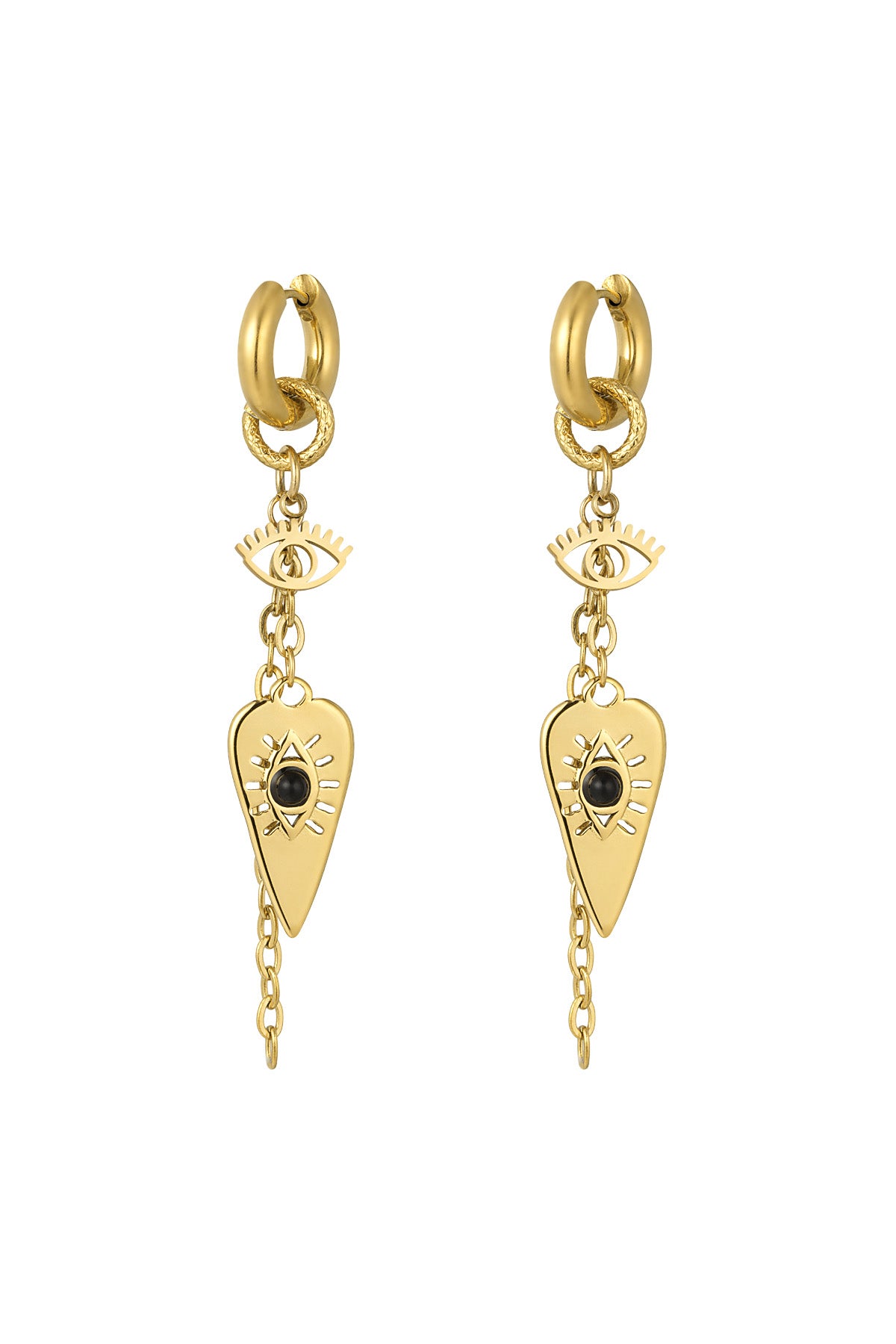 Ohrhänger Ohrringe - Gold-Ohrringe Creolen aus Edelstahl mit zarter lila Emaille - Gold - oy-110 - Beau Soleil Jewelry
