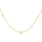 Edelstahlkette- Halskette Minimalist mit Anhänger Kleeblatt und Herzen - Gold - KG_1011-gold - Beau Soleil Jewelry