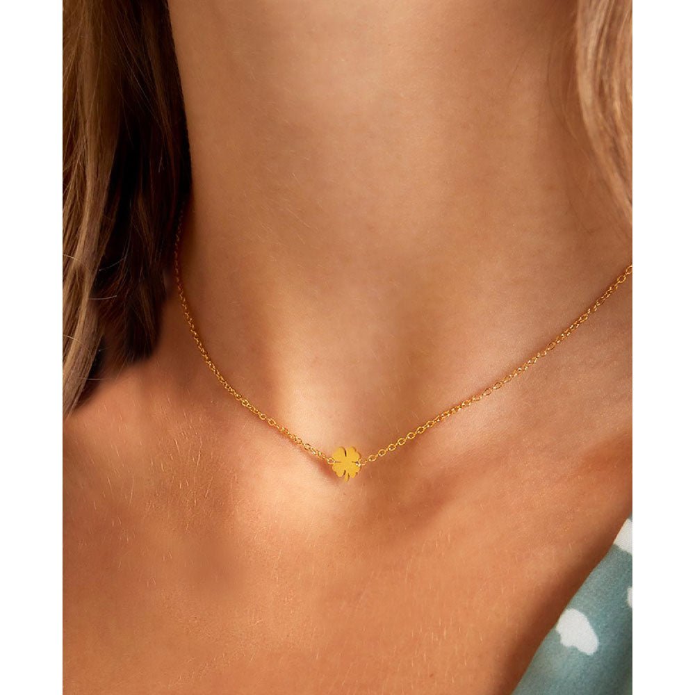 Ketten - Halskette mit mini Kleeblatt - Gold - K-0216204-gold - Beau Soleil Jewelry