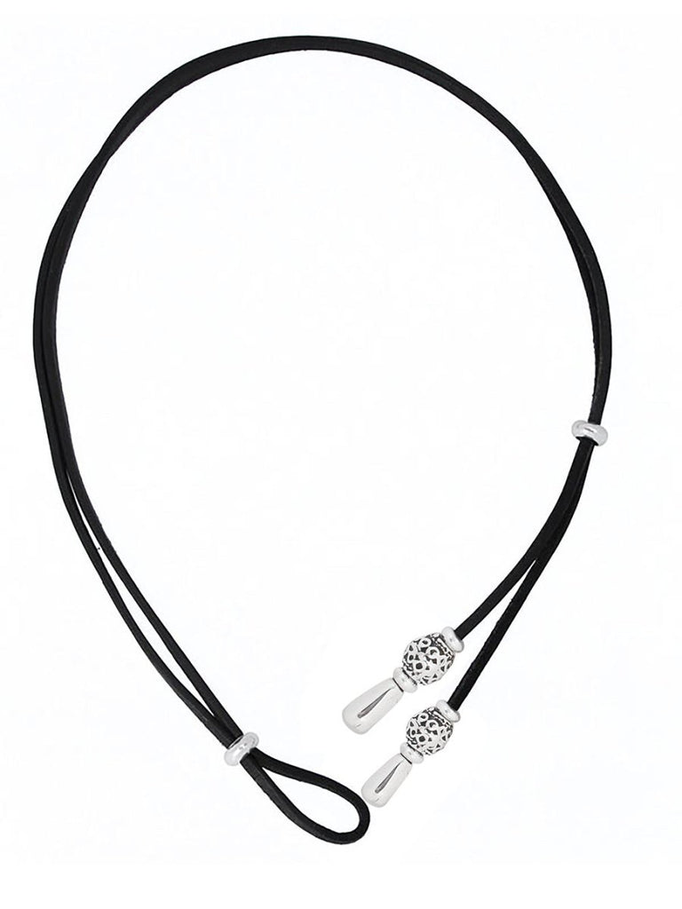 Ketten - Kette Bali individuell tragbar K256 - 50cm Schwarzes Leder - k256-bali-silber-schwarz-50 - Beau Soleil Jewelry