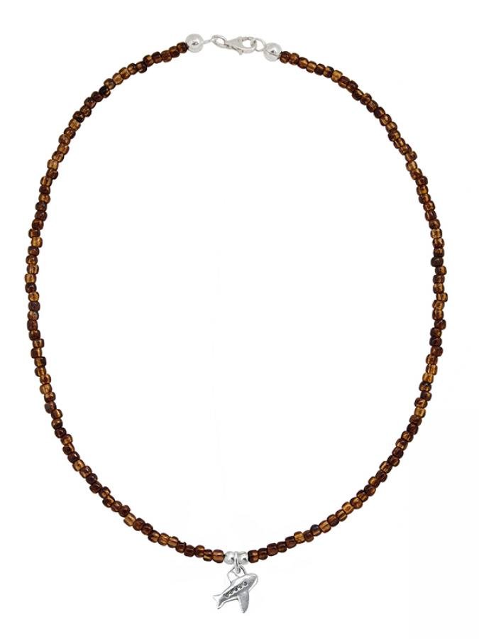 Ketten - 925 Silber Kette Flugzeug Anhänger Granat Rote Perlen - K501_plane_kette-granat - Beau Soleil Jewelry