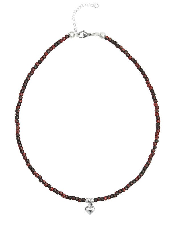 Ketten - 925 Silber Kette Collier Herz - Granatrot - K501_herz_rot - Beau Soleil Jewelry