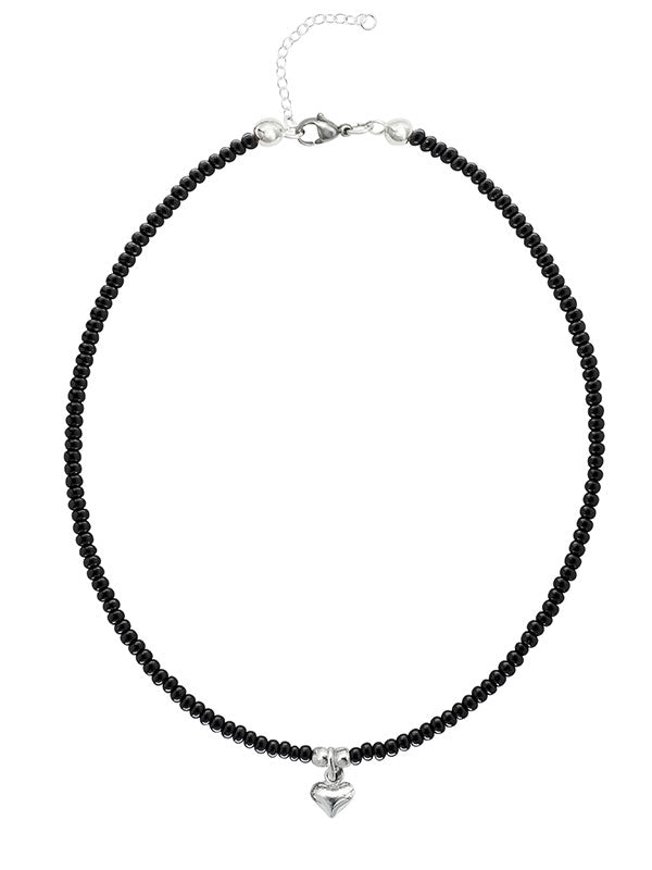 Silver chain with black beads discount