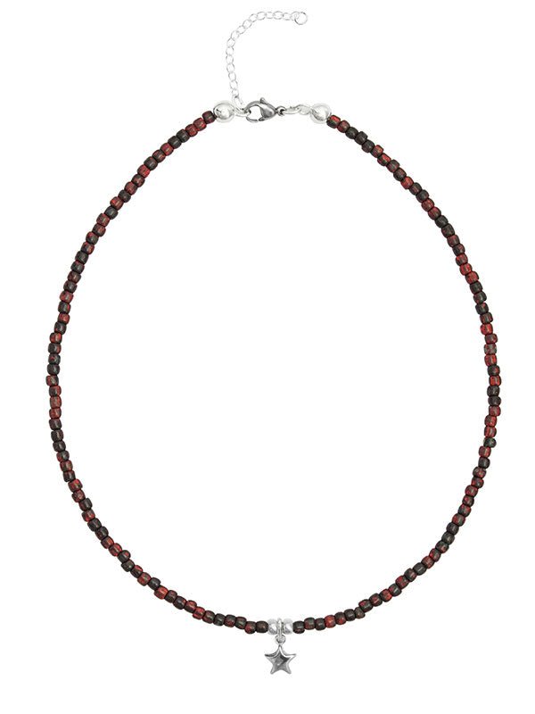 Ketten - 925 Silber Kette Collier Stern - Granatrot - K501_stern_br-3 - Beau Soleil Jewelry