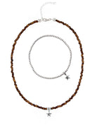 925 Silber Schmuck - Schmuck Set 925 Silber Kette & Armband mit Stern - 17 - Beau Soleil Jewelry