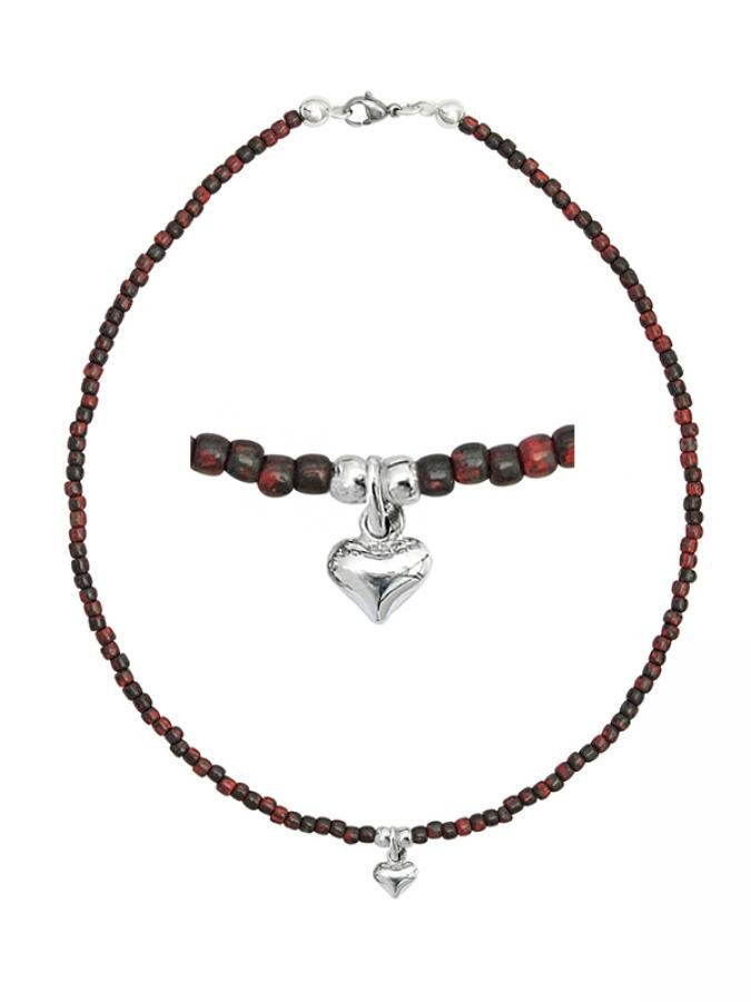 Ketten - 925 Silber Kette Collier Herz Granat Rot - K501_herz_gr - Beau Soleil Jewelry