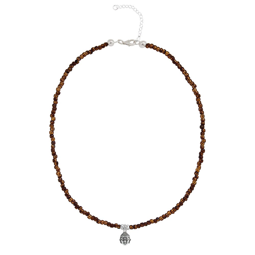 Ketten - 925 Silber Kette Buddha 2 - Bernstein - K501_buddha_bernstein - Beau Soleil Jewelry