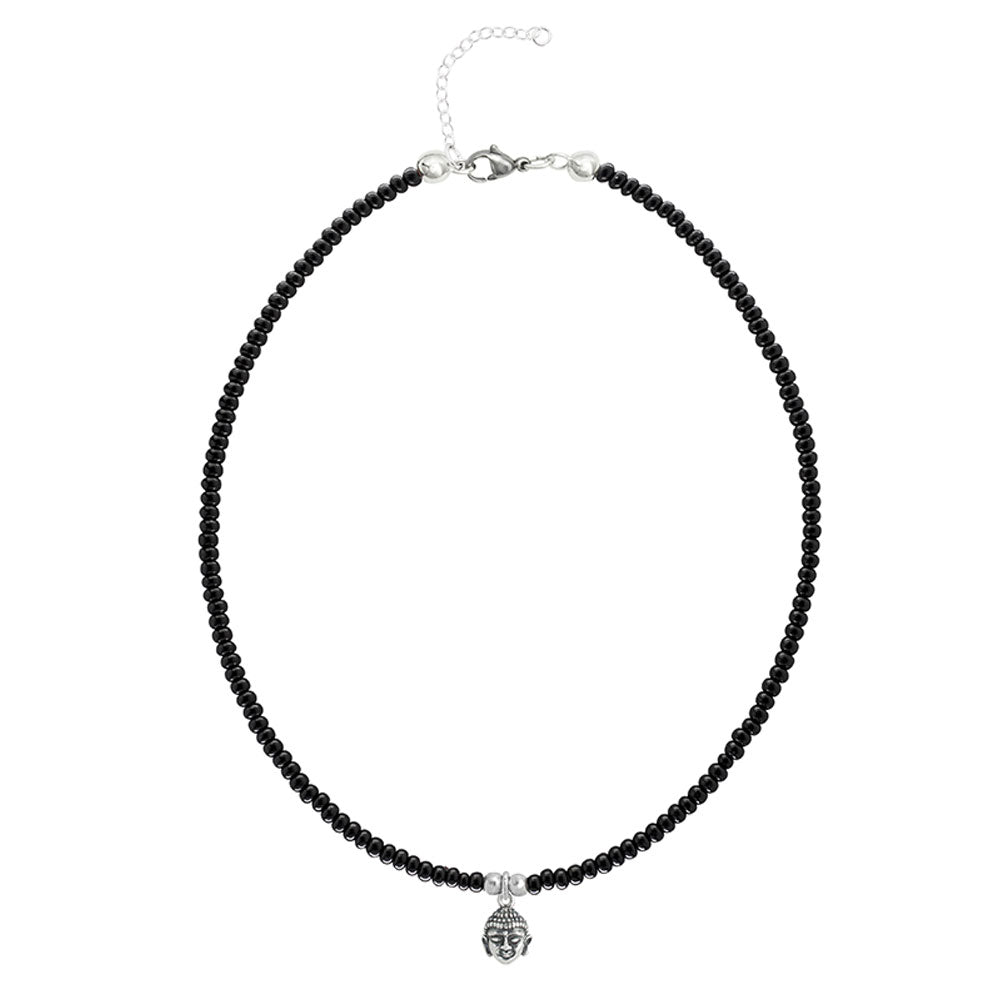 Ketten - 925 Silber Kette Buddha 2 - Schwarz - K501_buddha_schwarz - Beau Soleil Jewelry