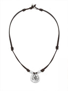 Kurze Damen Lederkette Tribal Coin - 40 cm Braun - K289 - Halsketten - Beau Soleil Jewelry