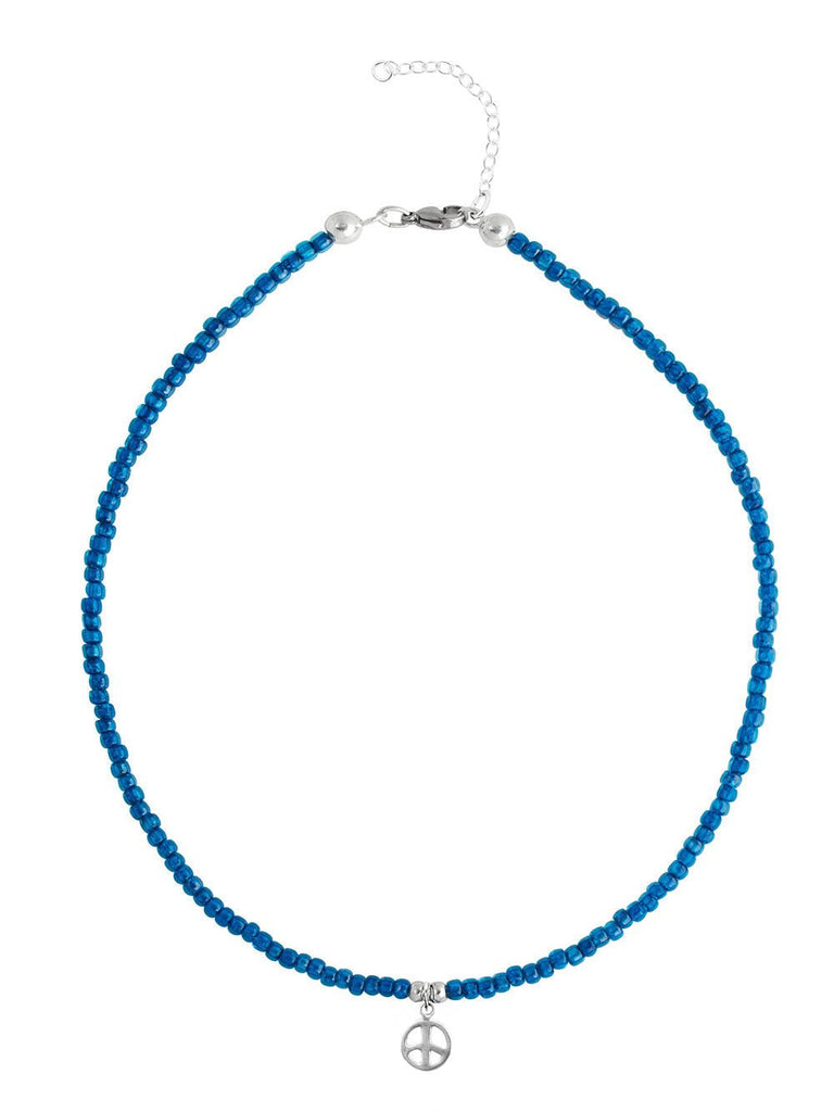 Ketten - 925 Silber Kette Peace 2 - Aquablue - K501_peace_schwarz-2 - Beau Soleil Jewelry