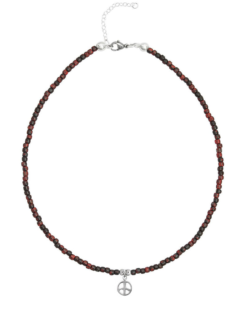 Ketten - 925 Silber Kette Peace - Granatrot - K501_peace_Granat Rot - Beau Soleil Jewelry