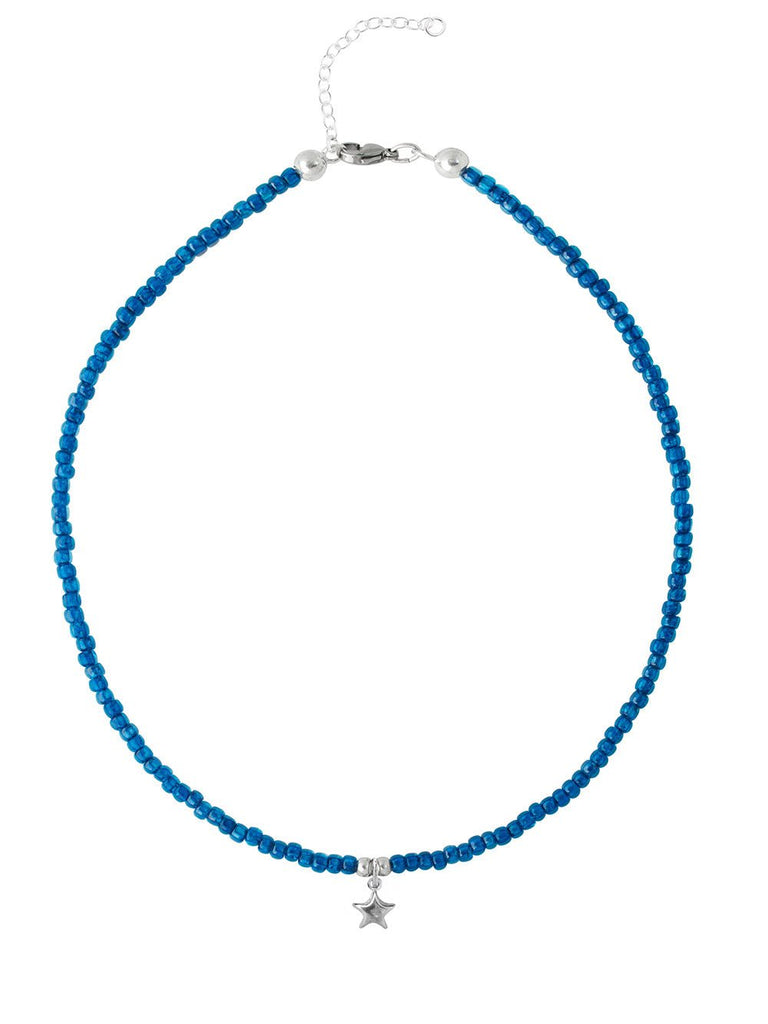 Ketten - 925 Silber Kette Collier Stern - Aquablue - K501_stern_br-2 - Beau Soleil Jewelry