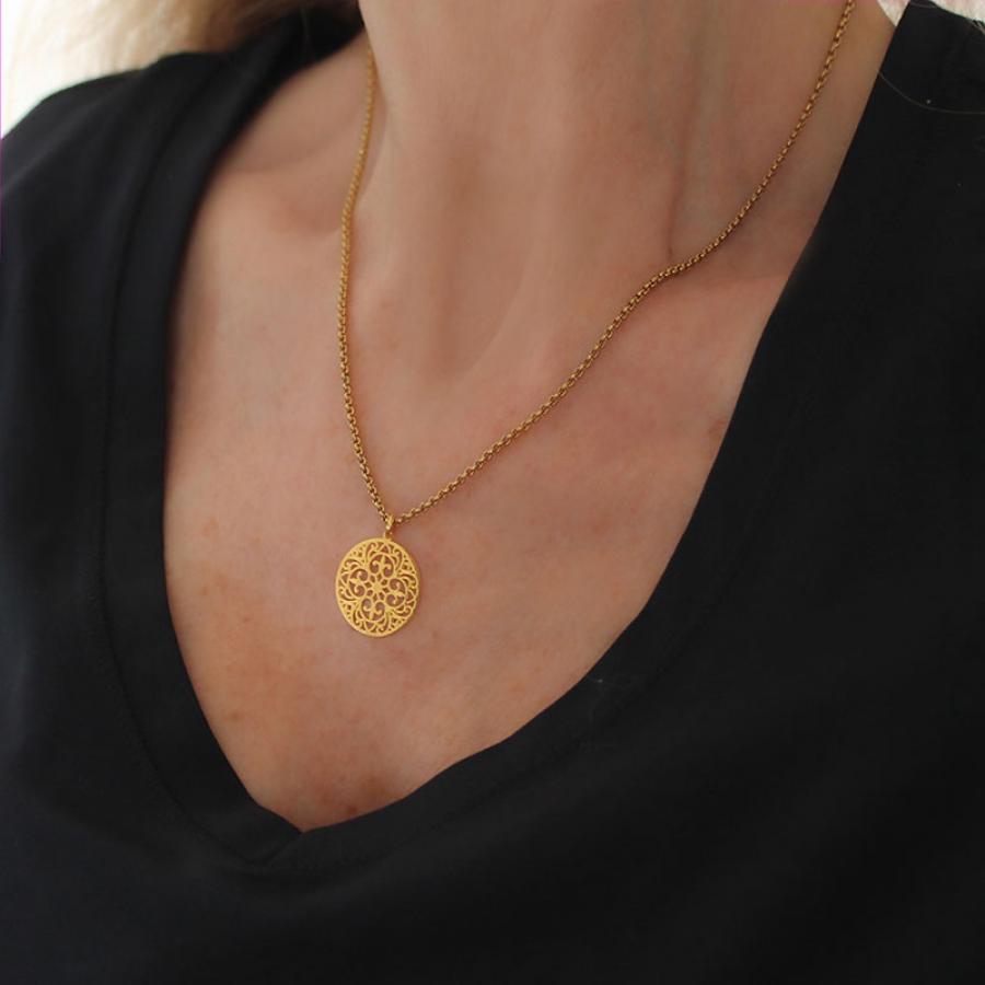 Ketten - Kette Collier vergoldet Mandala - KG1020 - Beau Soleil Jewelry