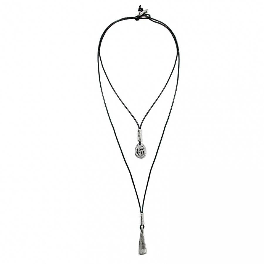 Ketten - Lederkette mit langem Anhänger K272 - Braun - K272 - Beau Soleil Jewelry