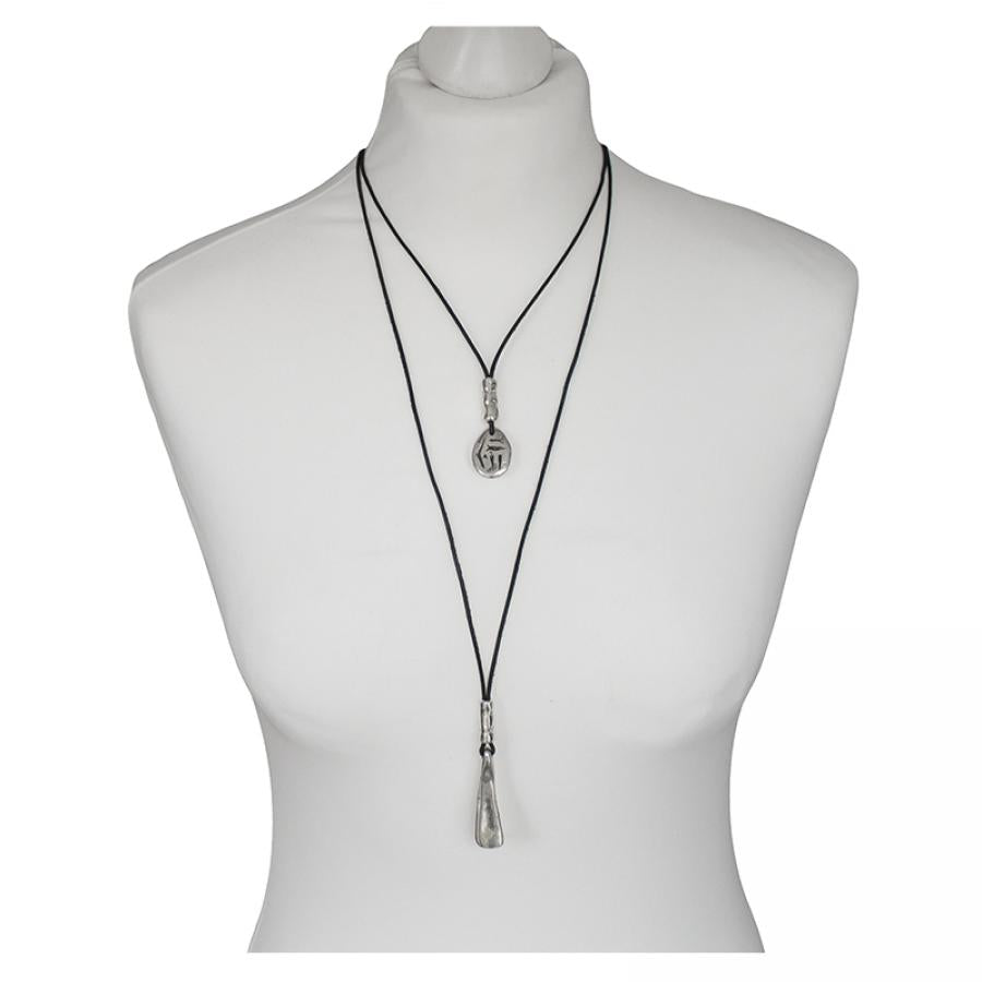 Ketten - Lederkette mit langem Anhänger K272 - Braun - K272 - Beau Soleil Jewelry