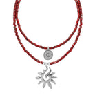 Schmuck Set’s - Ketten Schmuck Set mit Anhänger Sonne Rot - Silber - Beau Soleil Jewelry