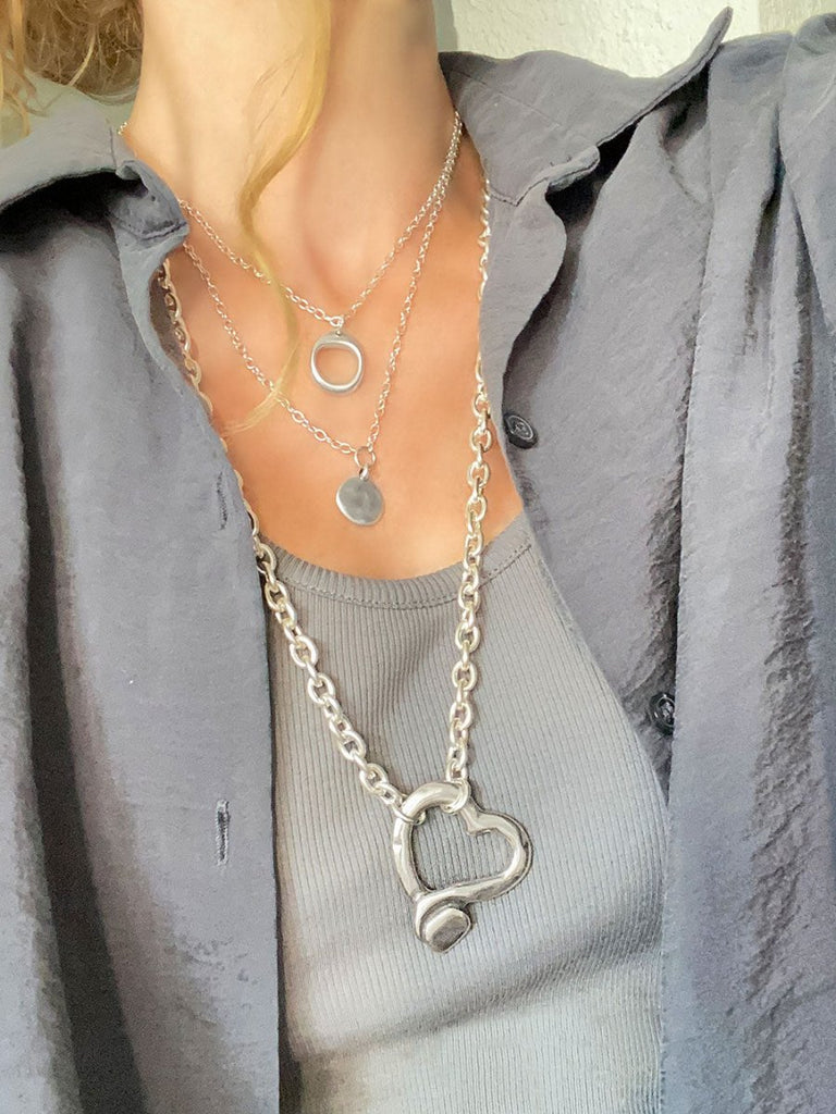 Ketten - Lange Chunky-Halskette mit Herzanhänger - KL257 - Beau Soleil Jewelry