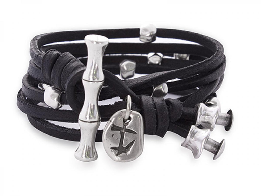 Best Sellers - Set Lederkette & Leder Wickelarmband - Braun - K255-set - Beau Soleil Jewelry