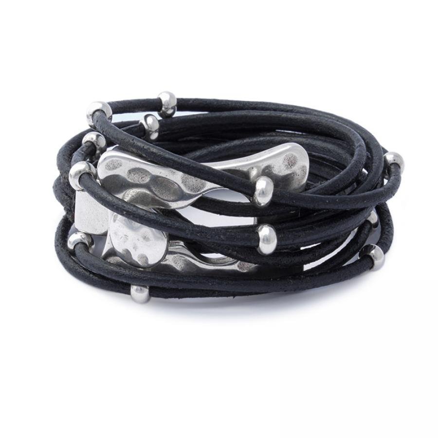 Beau Soleil Schmuck Kollektion - Lederarmband Wickelarmband Rockstar - Braun - 829A - Beau Soleil Jewelry