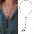 Ketten - Damen Lederkette mit Anhänger Lassokette Fransenkette Halskette 215K - Braun - 215K - Beau Soleil Jewelry