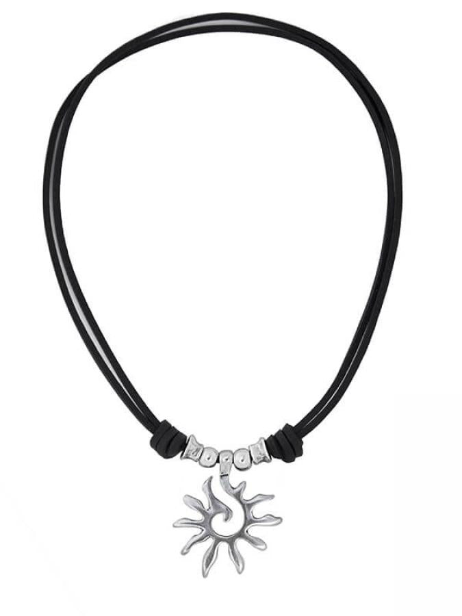 Lederkette mit Anhänger Sonne längenverstellbar K296 - Braun - K296-schwarz - Halsketten - Beau Soleil Jewelry