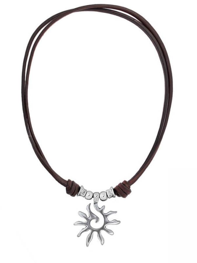 Lederkette mit Anhänger Sonne längenverstellbar K296 - Braun - K296-braun - Halsketten - Beau Soleil Jewelry