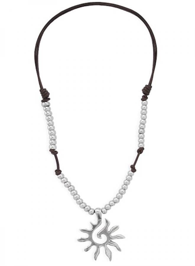 Ketten - Lederkette mit Anhänger Sonne längenverstellbar 217K - Braun - 217K - Beau Soleil Jewelry
