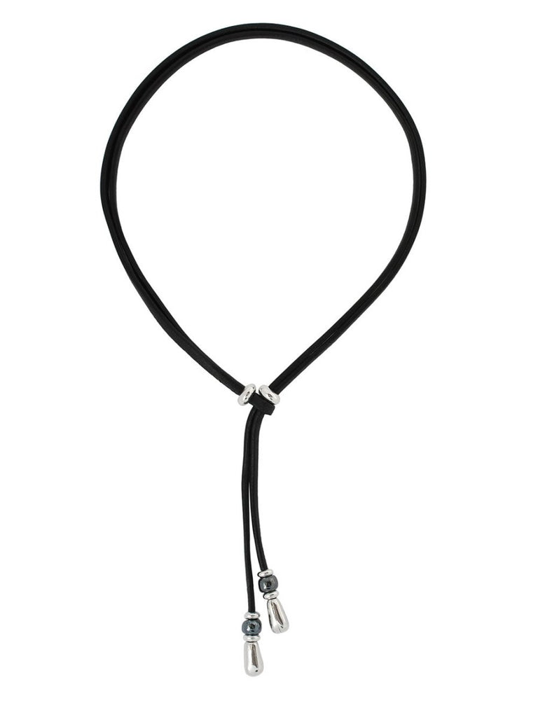 Lederkette Damen mit Edelstein Hämatit individuell tragbar - 55cm Braunes Leder - Beau Soleil Jewelry