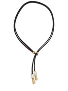 Ketten - Lederkette vergoldet mit Süsswasser Perlen individuell tragbar - 50cm Schwarzes Leder - Beau Soleil Jewelry