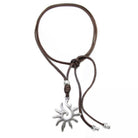 Ketten - Lederkette mit Anhänger Sonne individuell tragbar - Braun - K255 - Beau Soleil Jewelry