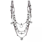 Lange Lederkette mit vielen Münzen Coins Gybsy Ibiza 214K - Schwarz - Halsketten - Beau Soleil Jewelry