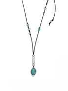 Lederkette blaue Jade K2770 - Schwarzes Leder - K2770-schwarz - Halsketten - Beau Soleil Jewelry